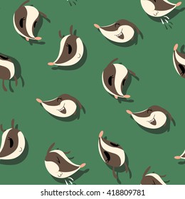green cartoon badger seamless pattern