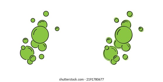 Green Cartoon Bath Soap With Lather Silhouette. Soap With Foam And Bubbles. Vector Icon Or Symbol. Hand Washing Or Cleanser. Personal Hygiene, Detergent