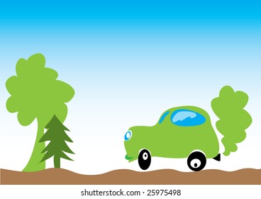 green cartoon car