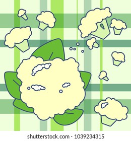 Green cartoon cauliflower vector background