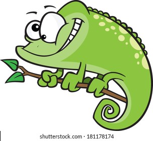 green cartoon chameleon