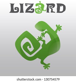 Green cartoon Character Lizard Isolated. Vector illustration. Eps 10.