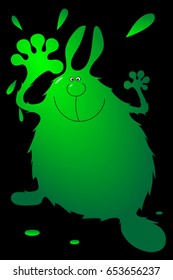 Green cartoon cheerful hare
