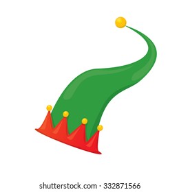 green cartoon christmas elf hat. vector illustration