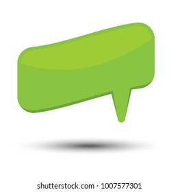 Green cartoon comic balloon speech bubble without phrases and with shadow. Vector illustration.