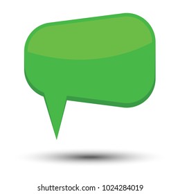 Green cartoon comic balloon speech bubble without phrases and with shadow. Vector illustration.
