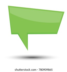 Green cartoon comic balloon speech bubble without phrases and with shadow. Vector illustration.