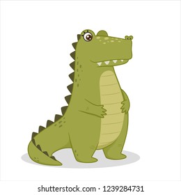 green cartoon crocodile at the white background