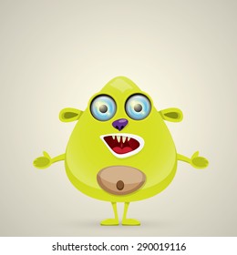 Green Cartoon cute monster