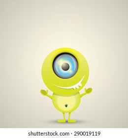 Green Cartoon cute monster