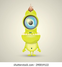 Green Cartoon cute monster