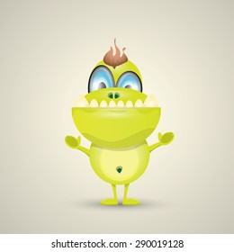 Green Cartoon cute monster