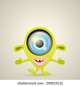Green Cartoon cute monster