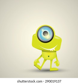 Green Cartoon cute monster