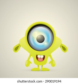 Green Cartoon cute monster