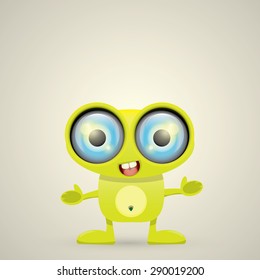 Green Cartoon cute monster