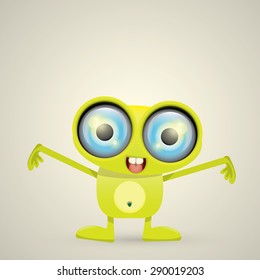 Green Cartoon cute monster