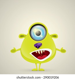 Green Cartoon cute monster