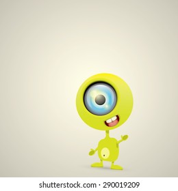 Green Cartoon cute monster