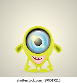 Green Cartoon cute monster