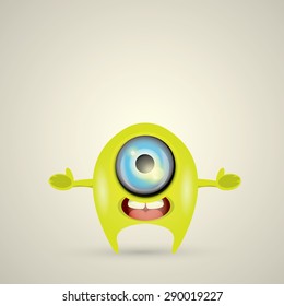 Green Cartoon cute monster