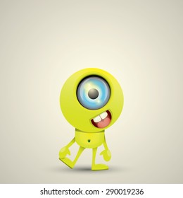 Green Cartoon cute monster