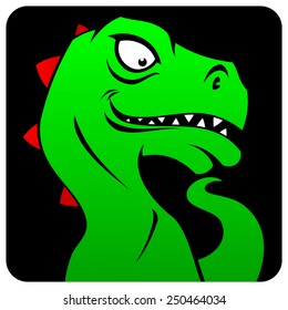 Green cartoon dino icon.