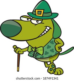 green cartoon dog dressed up for saint patrick's day