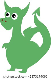 Green cartoon dragon for decoration and design.
