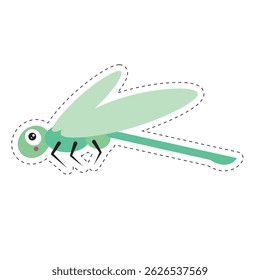 Mosca de libélula de desenho animado verde. Ilustração vetorial