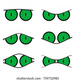 Green Cartoon Eyes Vector Set