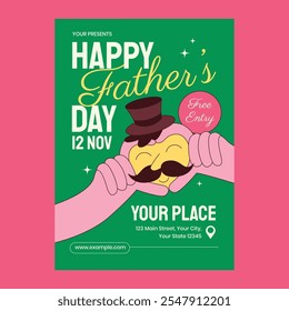 Green Cartoon Father's Day Social Media Flyer