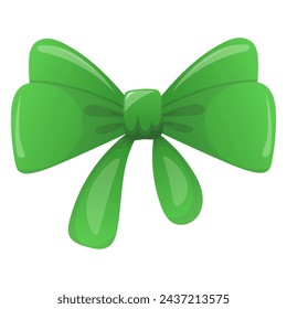 Green cartoon gift bow. Bowknot  isolated on white