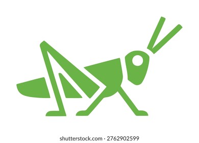 Green cartoon grasshopper isolated on white background