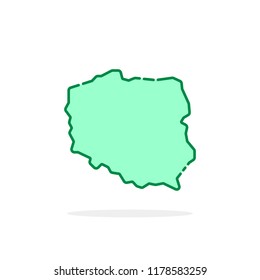 Green Cartoon Linear Poland Symbol. flacher, einfacher Trend, modernes, poliertes Grafikdesign-Element einzeln auf weißem Hintergrund