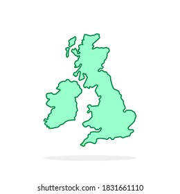 green cartoon linear uk map simple icon. minimal flat style trend modern logotype graphic art design isolated on white background. concept of united kingdom border symbol and european country