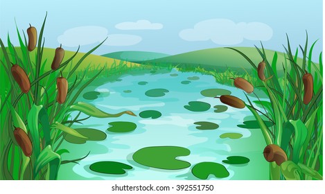 Green cartoon march game background