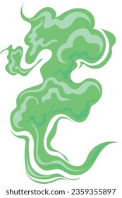 Green cartoon smoke. Stinky fart. Smelly gas isolated on white background