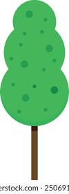 Green cartoon tree with a brown trunk and stylized foliage.