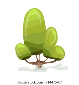 Green cartoon tree. Vector illustration, isolated on white background.