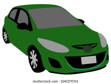 Green car,vector illustration