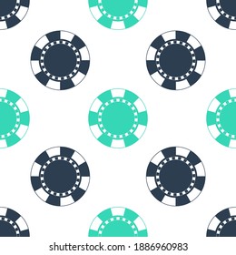 Green Casino Chip Icon Isolated Seamless Pattern On White Background. Vector.