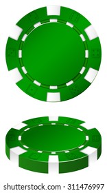 Green casion chips on white illustration