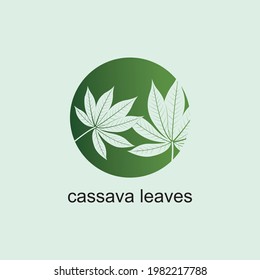Green cassava leaf logo featuring a clean, stylized vector illustration of cassava leaves, designed with smooth lines and natural shapes to represent freshness, agriculture, and organic identity.