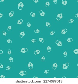 Green Castle in the shape of a heart icon isolated seamless pattern on green background. Love symbol and keyhole sign. 8 March. Happy Women Day.  Vector Illustration
