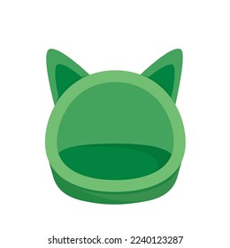 Cama de gato verde. Cama para gato, mascota, gatito. Plano, caricatura. Ilustración vectorial aislada eps 10