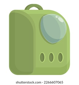 Green cat box icon cartoon vector. Pet cage. Case dog
