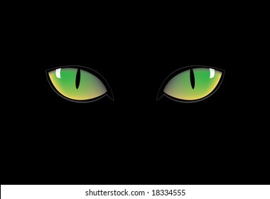 Green Cat Eyes Dark Night Stock Vector (Royalty Free) 18334555 ...