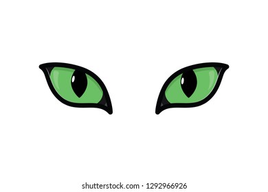 Green Cat Eyes isolated on white background. Vector illustration
