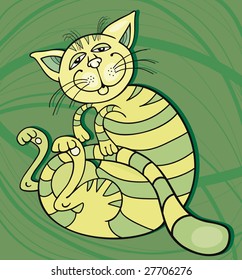 Green Cat Happy